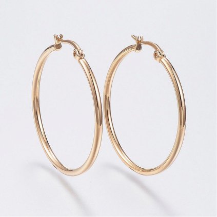 Náušnice z chirurgickej ocele kruhy 34 mm pozlátené