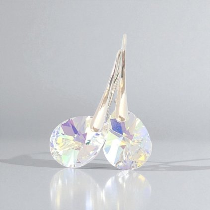 Strieborné náušnice so Swarovski Crystals Pear