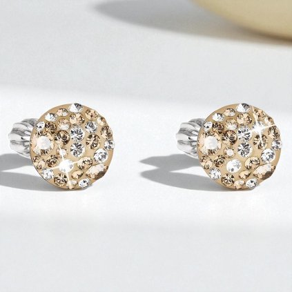 Strieborné guľaté náušnice so Swarovski Crystals - Gold