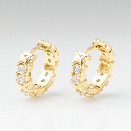 Dámske okrúhle náušnice zlatej farby 12 mm so zirkónmi