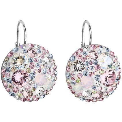 Strieborné dámske náušnice väčšie kruhy so Swarovski Crystals Magic Rose
