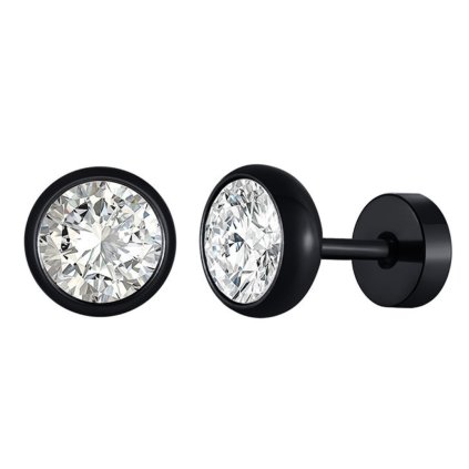 Šrubovacie náušnice z chirurgickej ocele dámske pánske univerzálnie číro čierne 8 mm