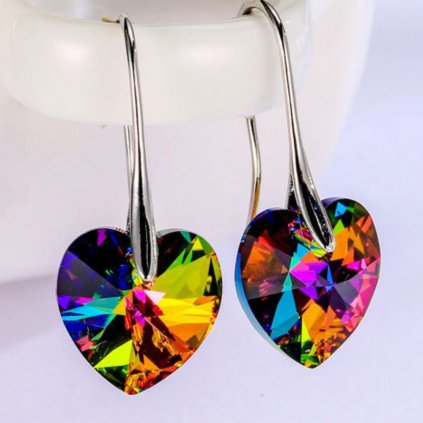 Náušnice srdiečka Swarovski Crystals Crystal Vitrail Medium