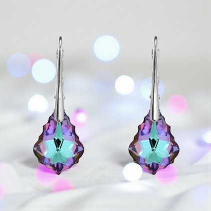 Strieborné náušnice Barok Made With Crystals Vitrail Light