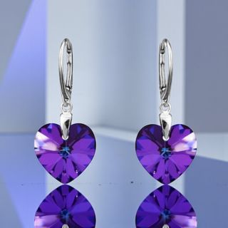 mSperk.sk #náušnice #doplnky #predievcata #nausnice #dnesnosim 💎 Strieborné dámske náušnice Srdcia Crystal Heliotrope 💎...